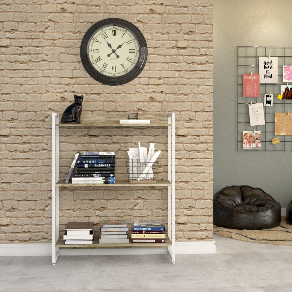 Estante Studio Carvalho e Branca 80x104 cm