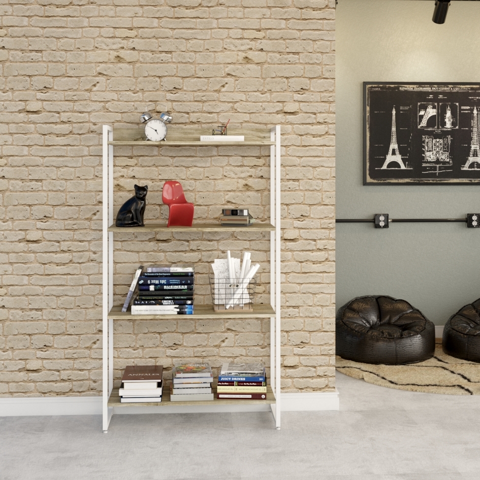 Estante Studio Carvalho e Branca 80x146 cm