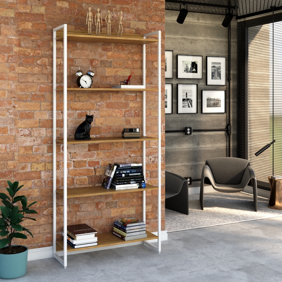 Estante Studio Mel e Branca 80x187 cm