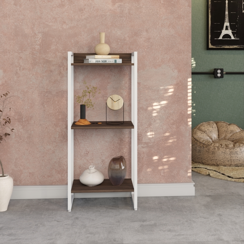 Estante Studio Nogal e Branca 45x104 cm