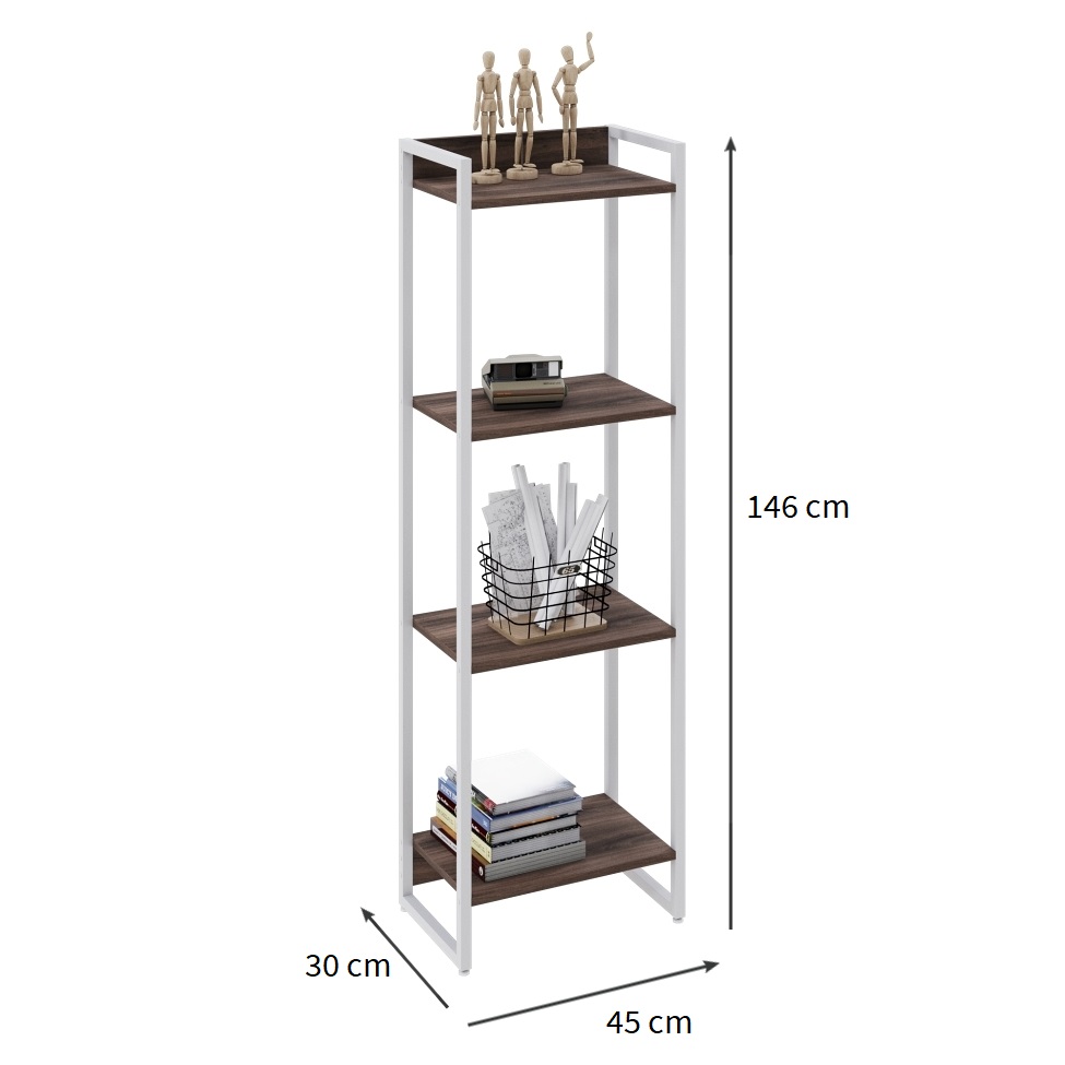 Estante Studio Nogal e Branca 45x146 cm
