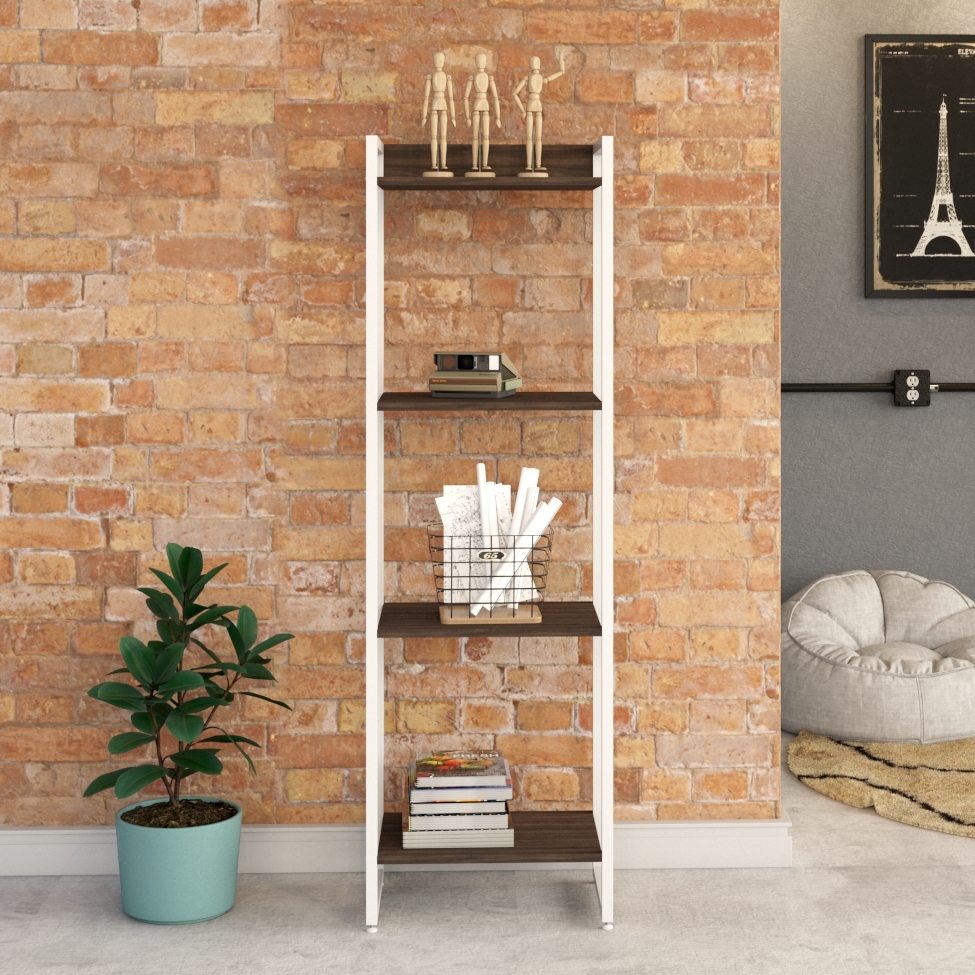Estante Studio Nogal e Branca 45x146 cm