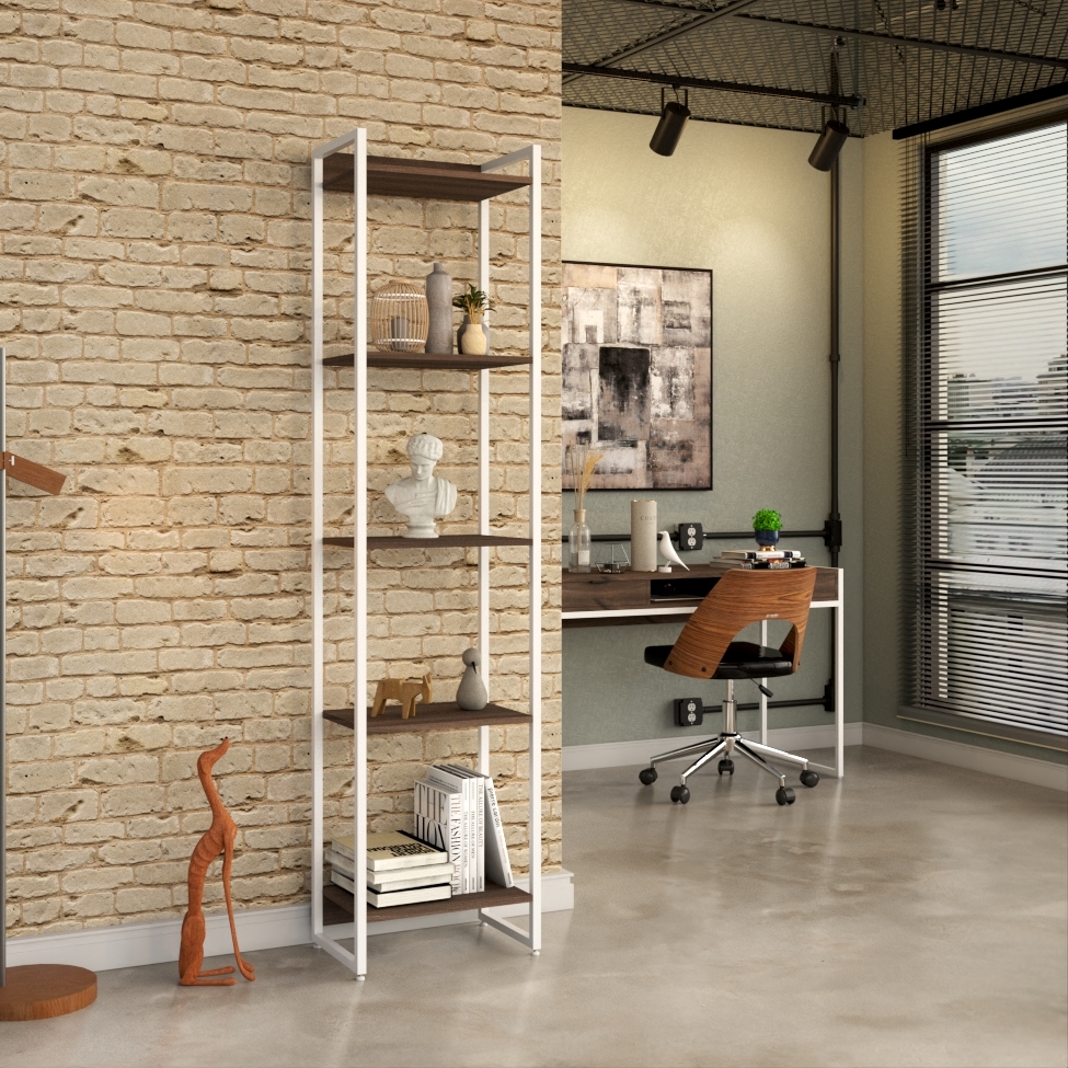 Estante Studio Nogal e Branca 45x187 cm