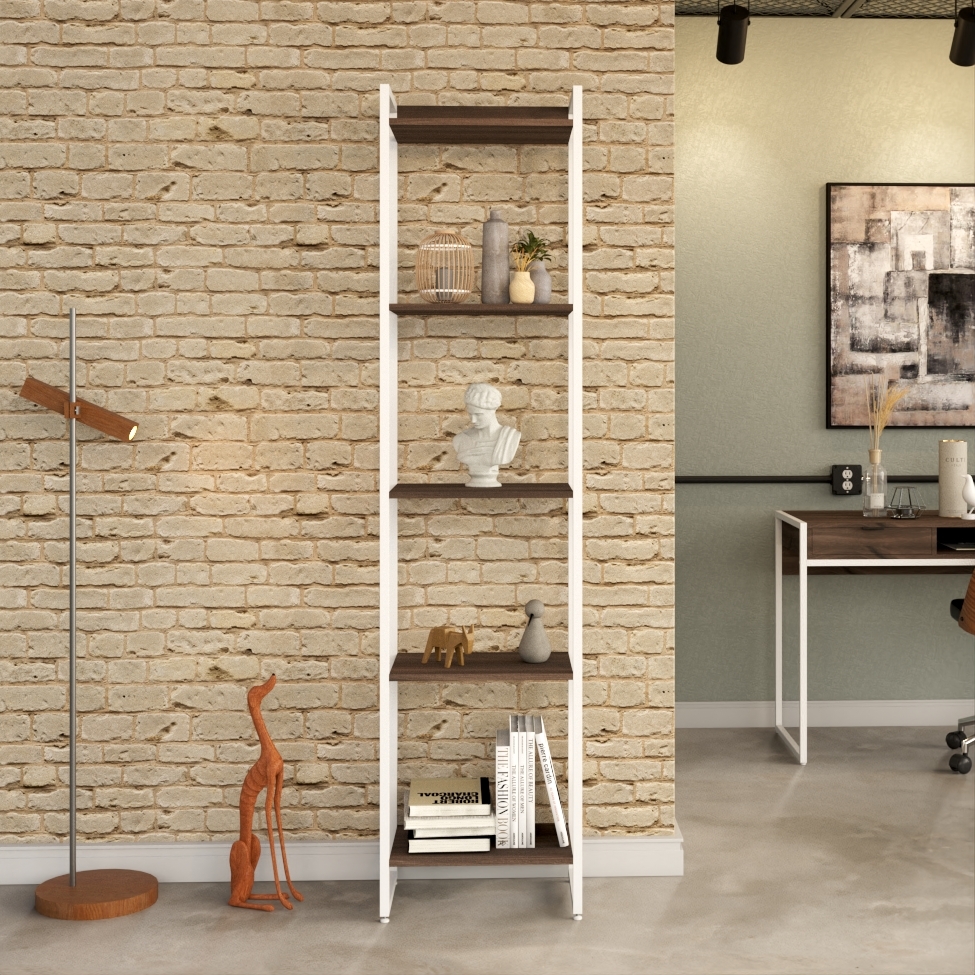 Estante Studio Nogal e Branca 45x187 cm