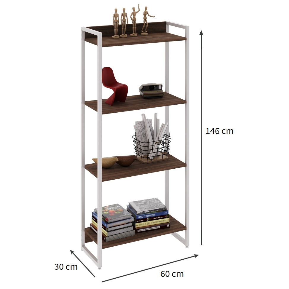 Estante Studio Nogal e Branca 60x146 cm