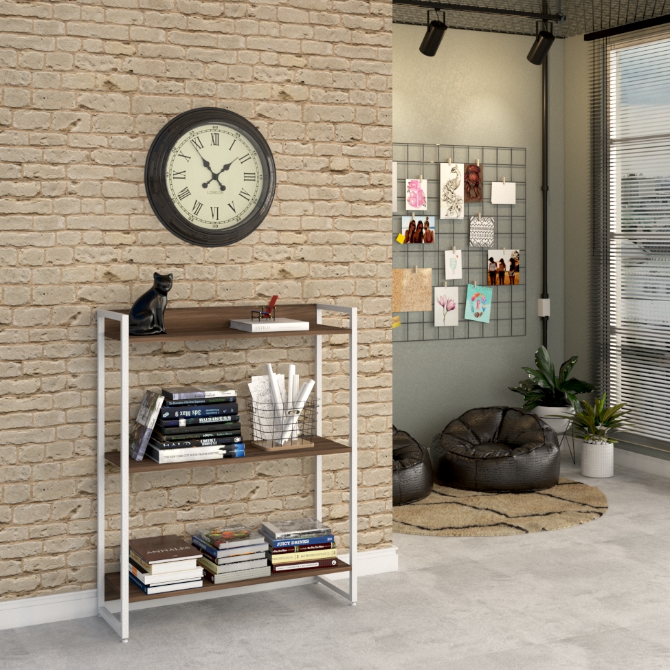 Estante Studio Nogal e Branca 80x104 cm