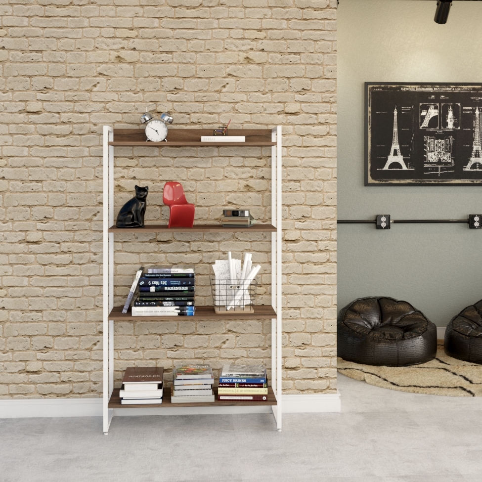 Estante Studio Nogal e Branca 80x146 cm