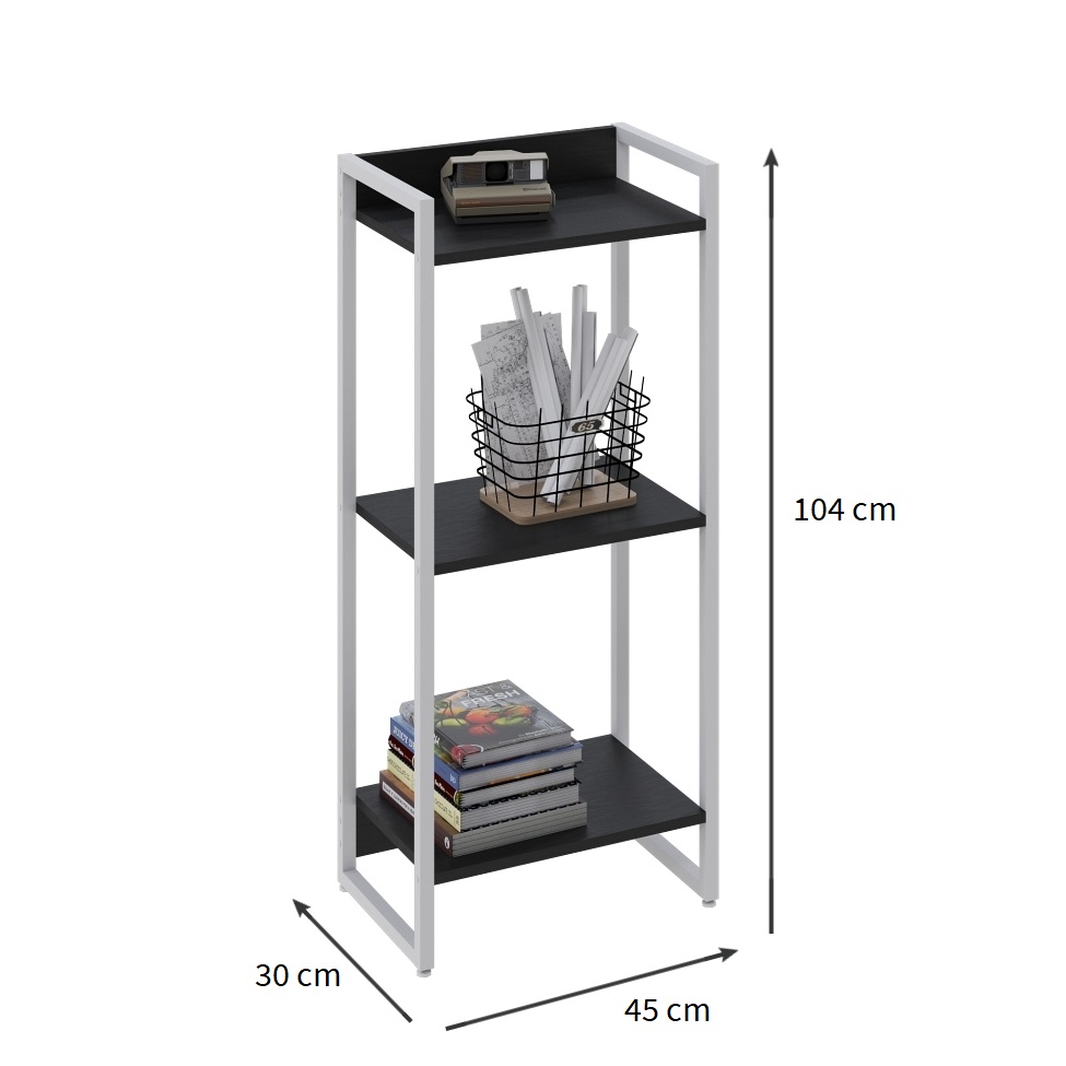 Estante Studio Preta e Branca 45x104 cm