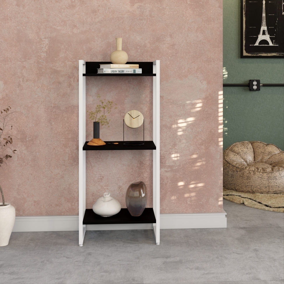 Estante Studio Preta e Branca 45x104 cm