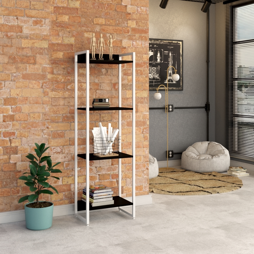 Estante Studio Preta e Branca 45x146 cm