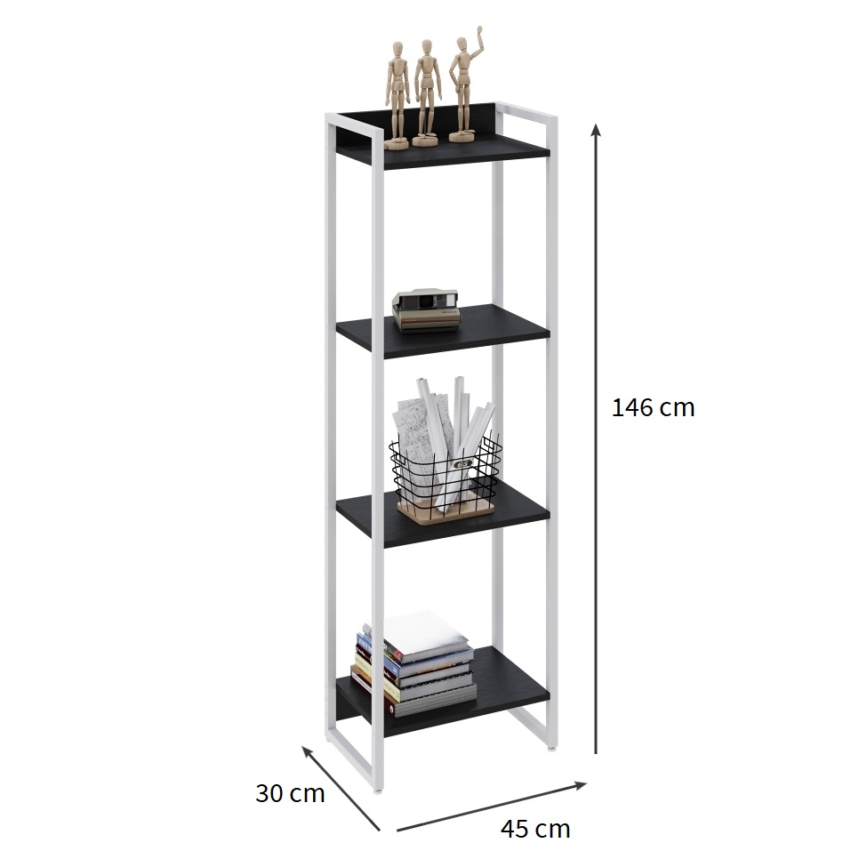 Estante Studio Preta e Branca 45x146 cm
