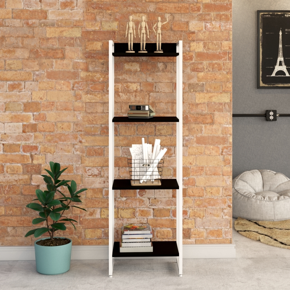 Estante Studio Preta e Branca 45x146 cm