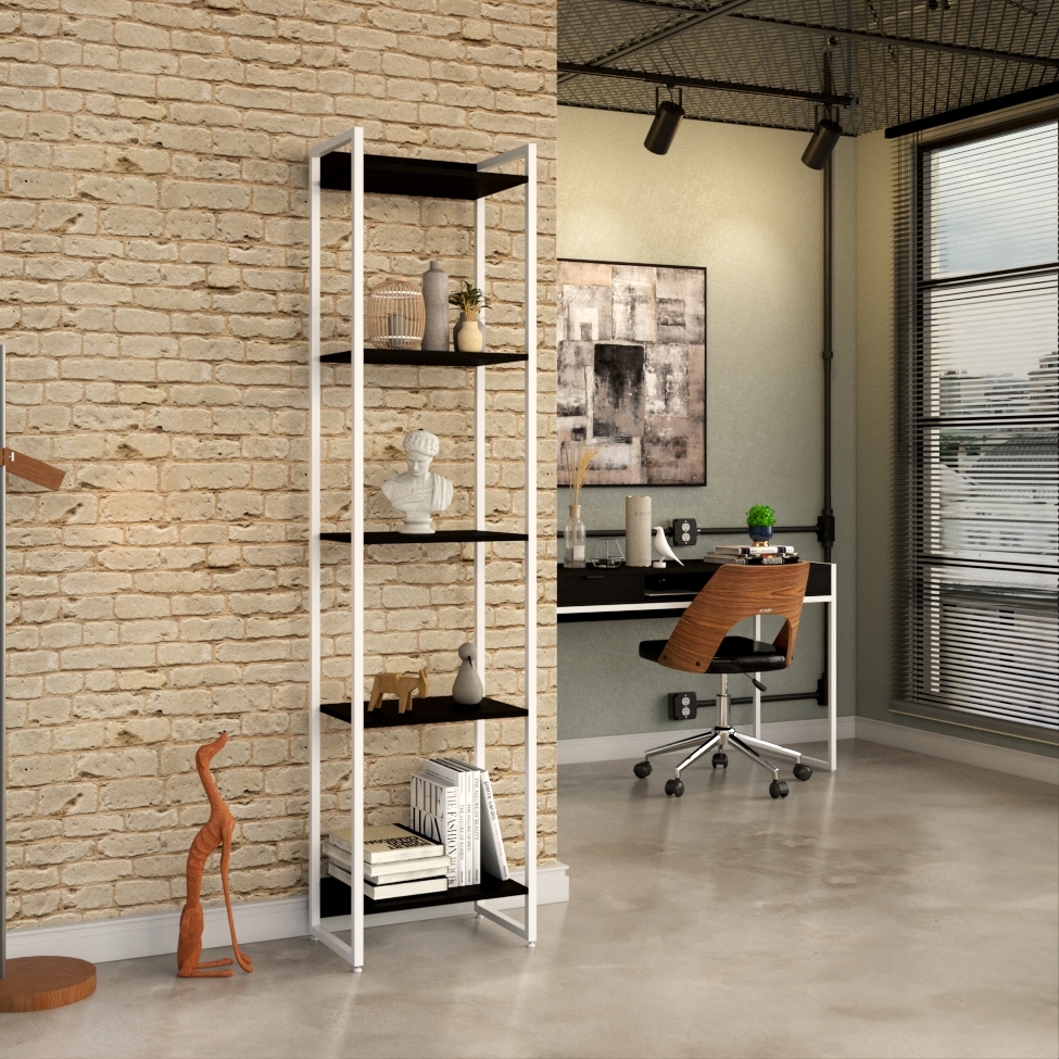 Estante Studio Preta e Branca 45x187 cm