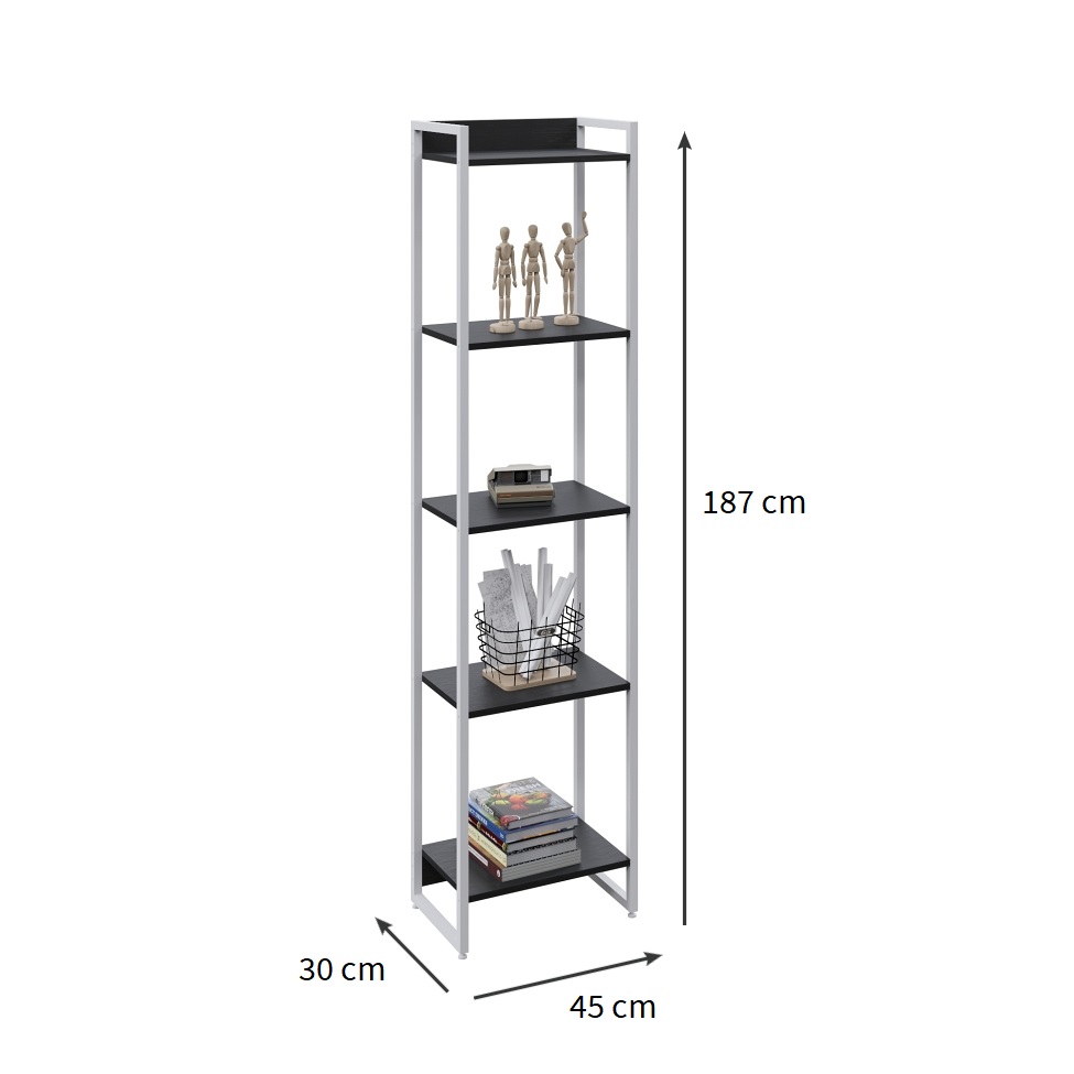 Estante Studio Preta e Branca 45x187 cm