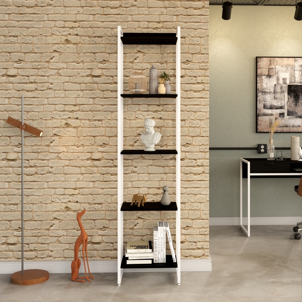 Estante Studio Preta e Branca 45x187 cm