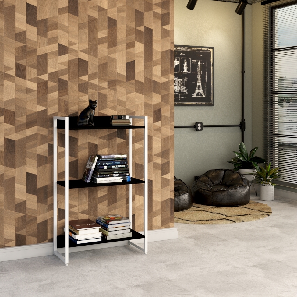 Estante Studio Preta e Branca 60x104 cm