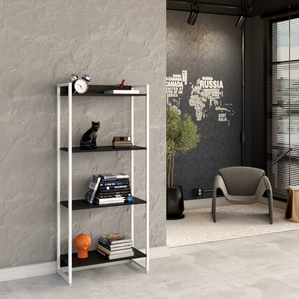 Estante Studio Preta e Branca 60x146 cm