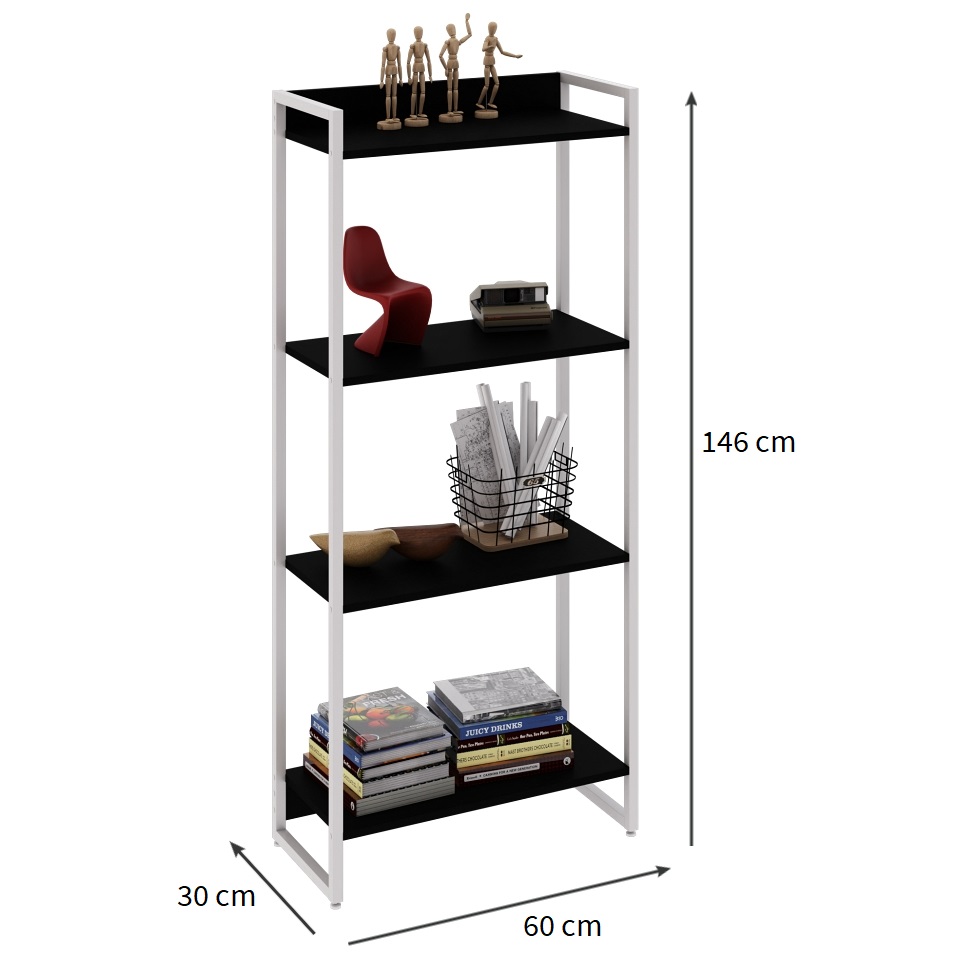 Estante Studio Preta e Branca 60x146 cm