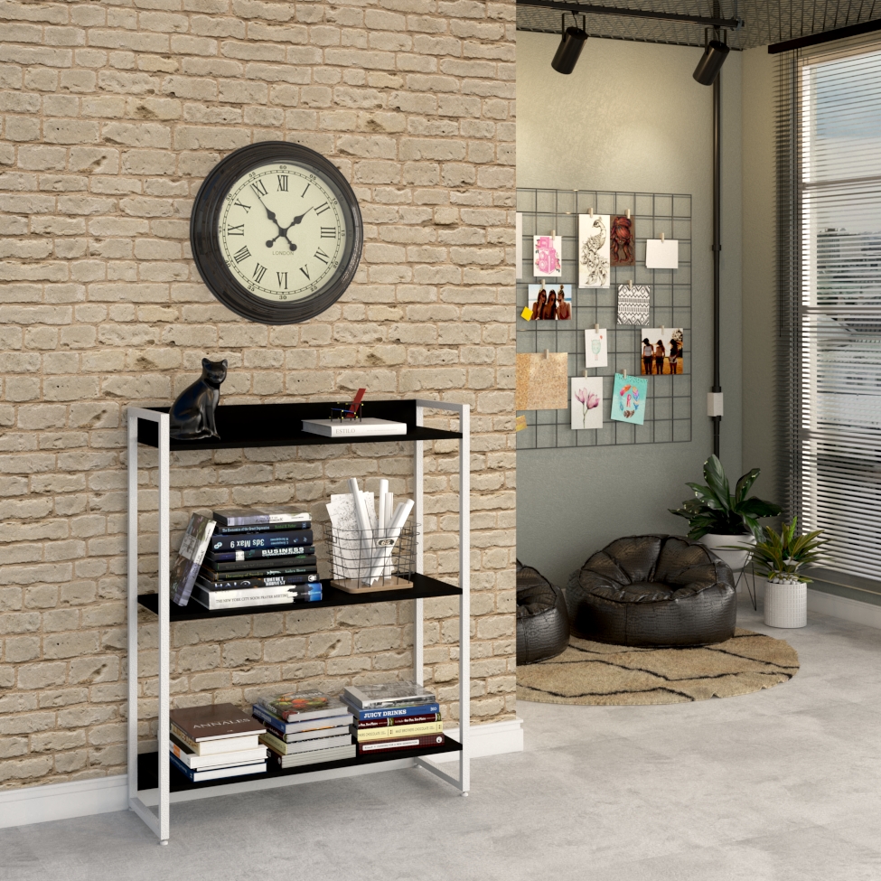 Estante Studio Preta e Branca 80x104 cm