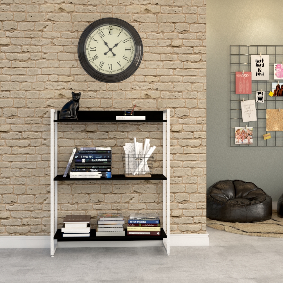 Estante Studio Preta e Branca 80x104 cm