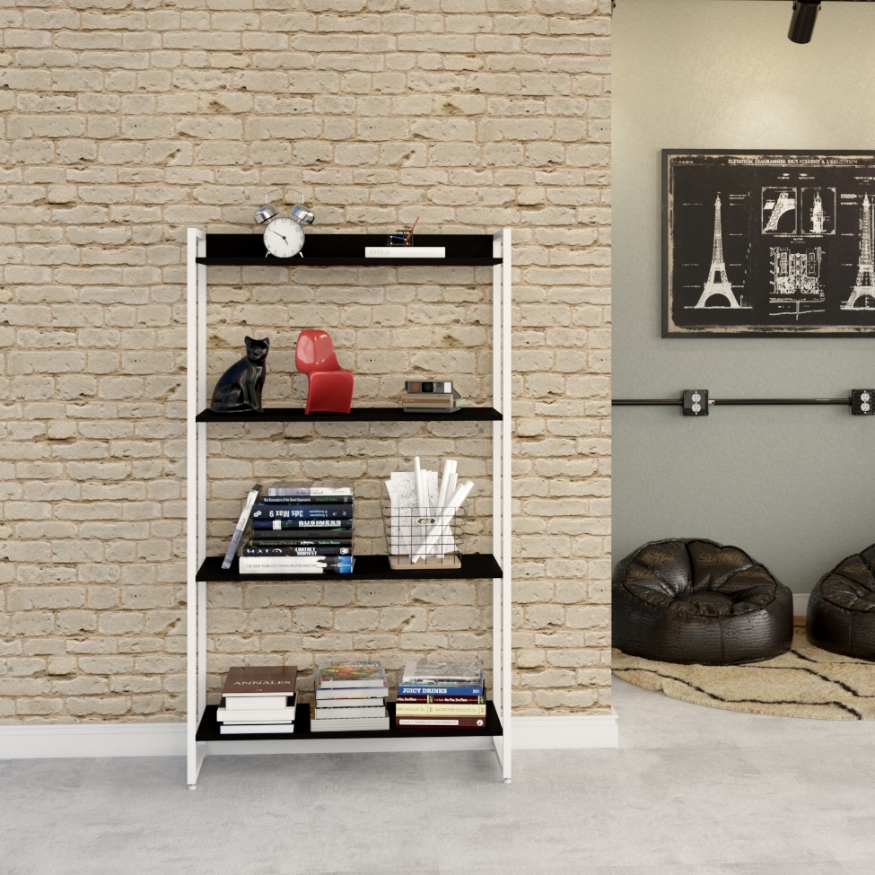 Estante Studio Preta e Branca 80x146 cm