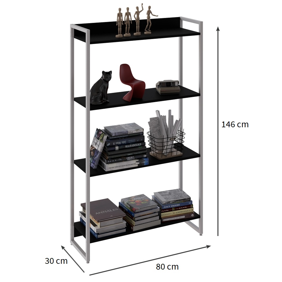 Estante Studio Preta e Branca 80x146 cm