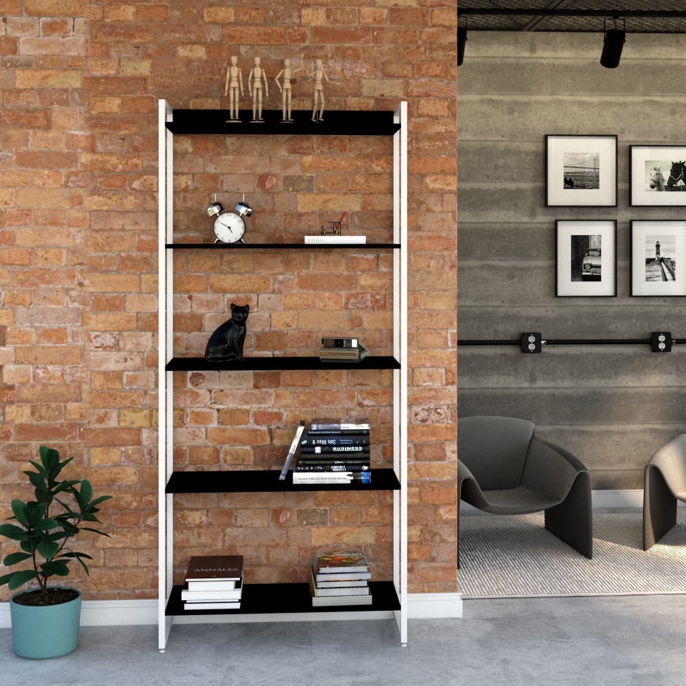 Estante Studio Preta e Branca 80x187 cm