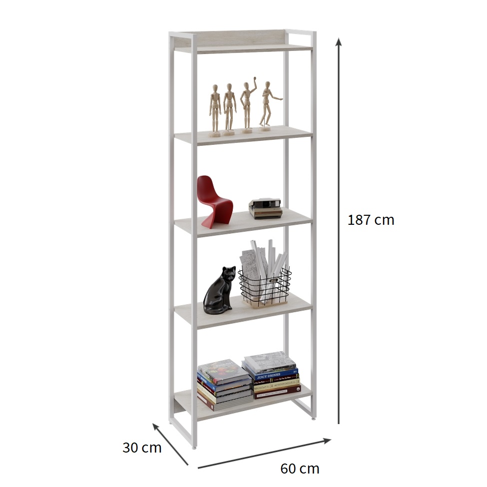Estante Studio Snow e Branca 60x187 cm