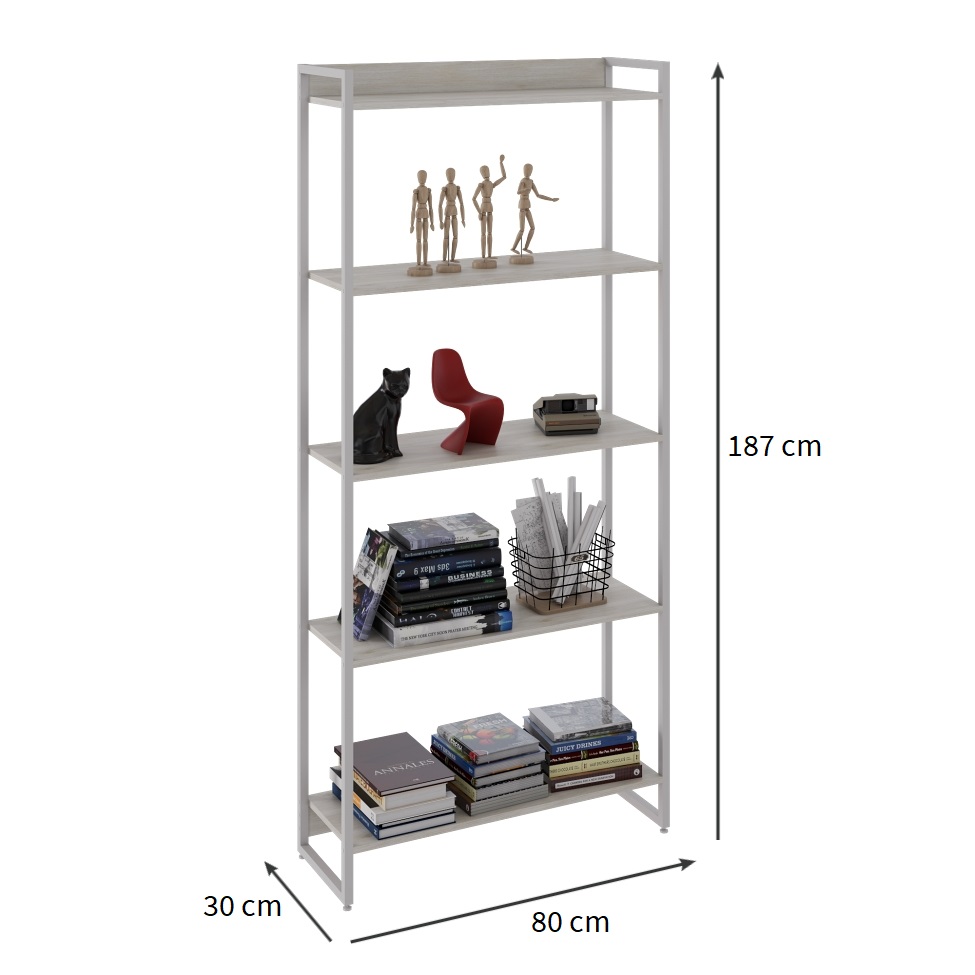 Estante Studio Snow e Branca 80x187 cm