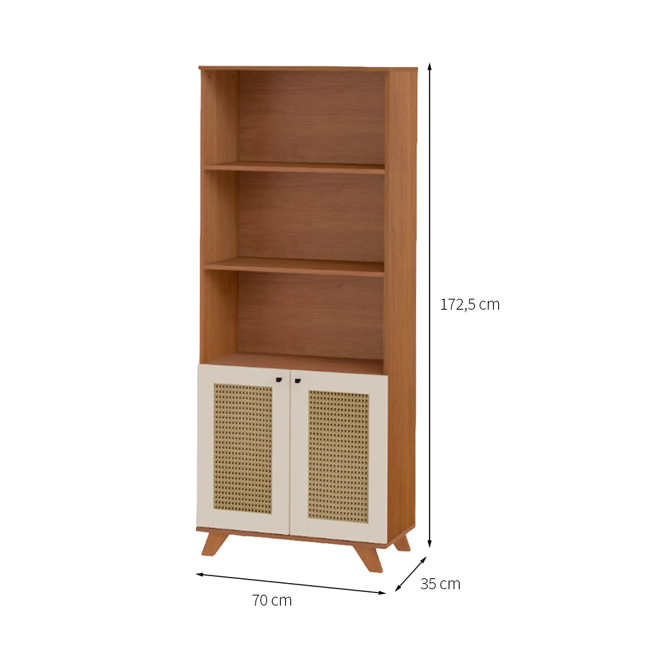 Estante Trama 2 Portas Cinamomo e Off White