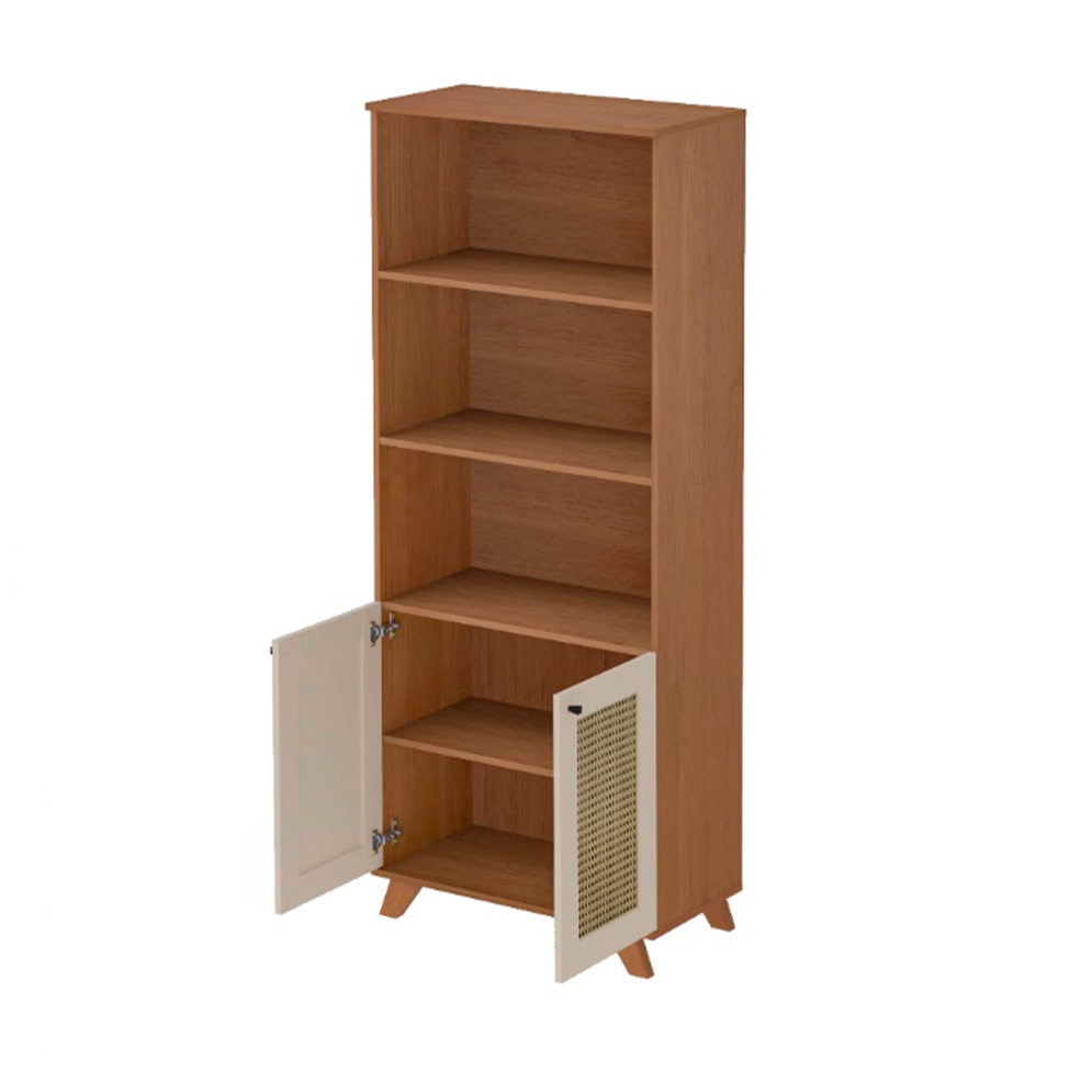 Estante Trama 2 Portas Cinamomo e Off White