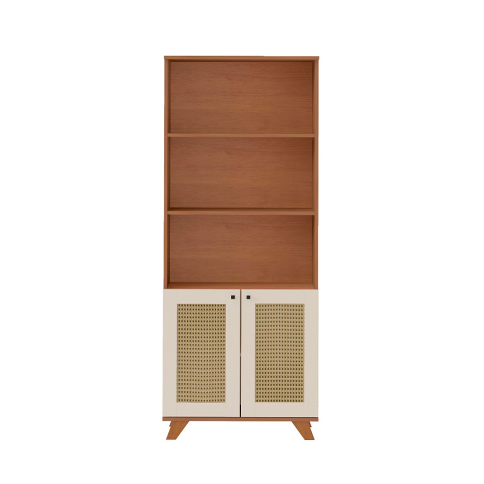 Estante Trama 2 Portas Cinamomo e Off White