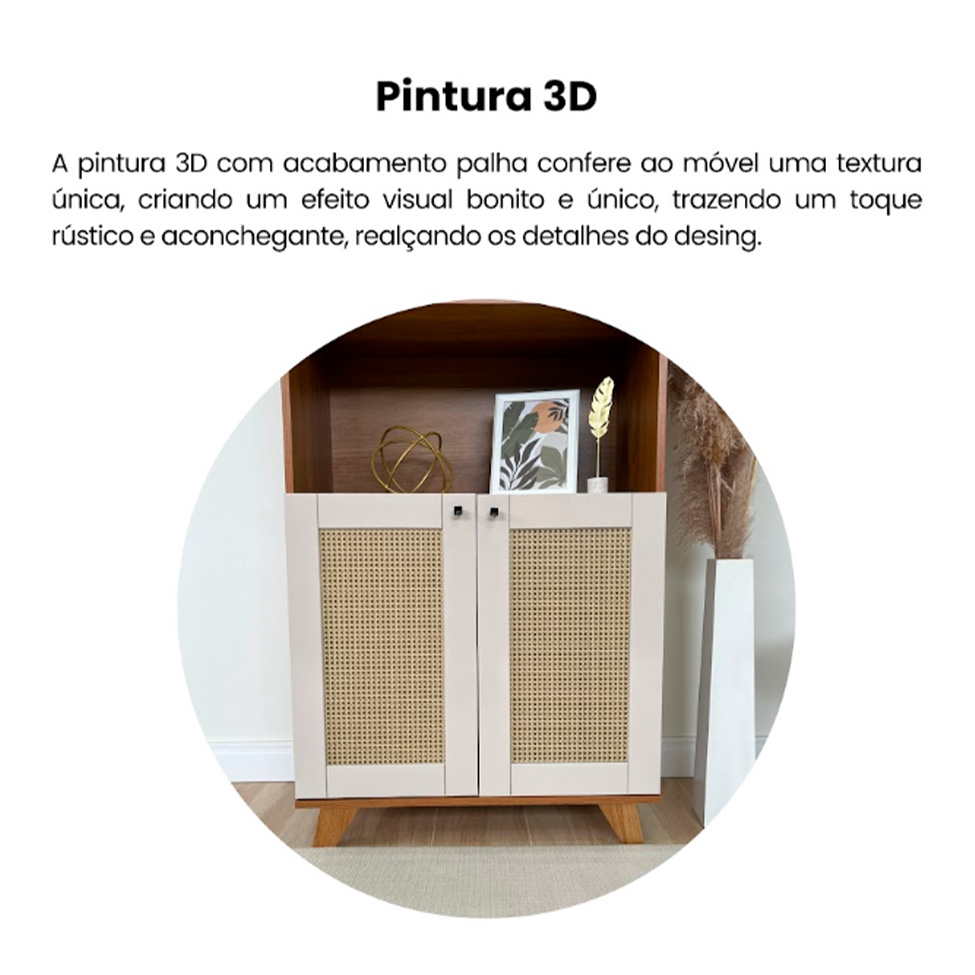 Estante Trama 2 Portas Cinamomo e Off White