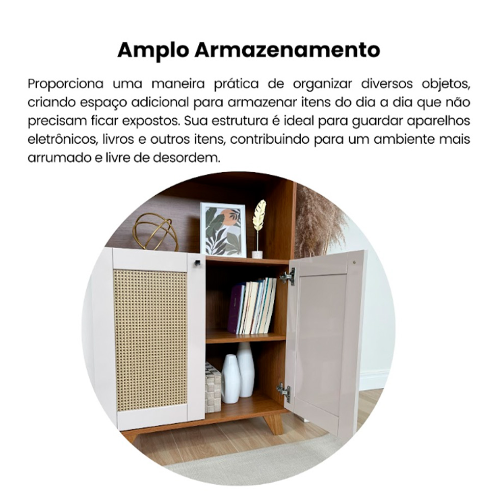 Estante Trama 2 Portas Cinamomo e Off White