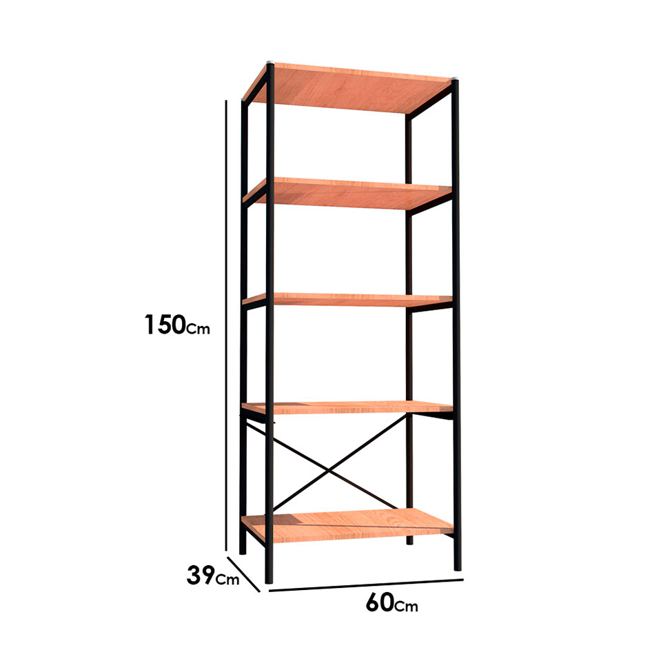 Estante Trento Madeira e Preta 150 cm