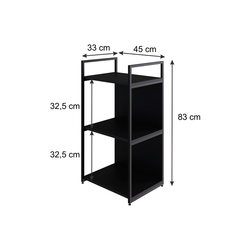 Estante com 1 Prateleira e 2 Nichos Brooklyn Preta 45 cm