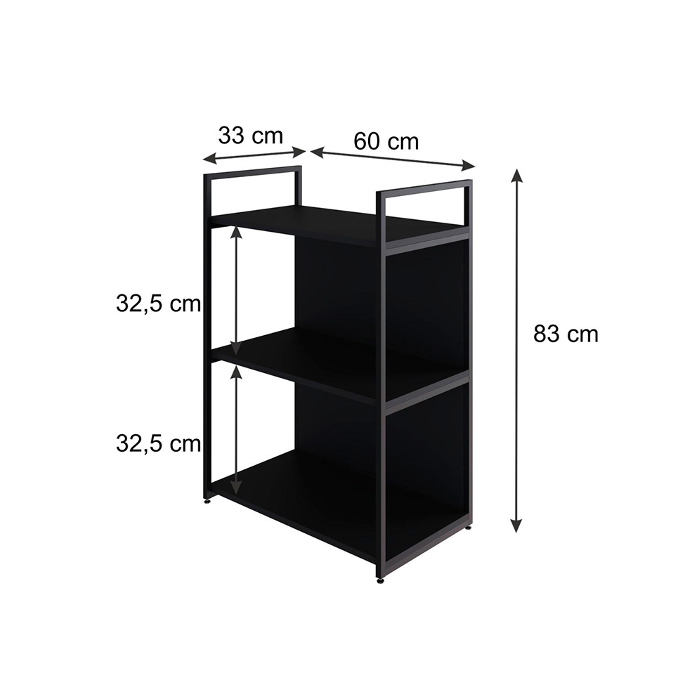 Estante com 1 Prateleira e 2 Nichos Brooklyn Preta 60 cm