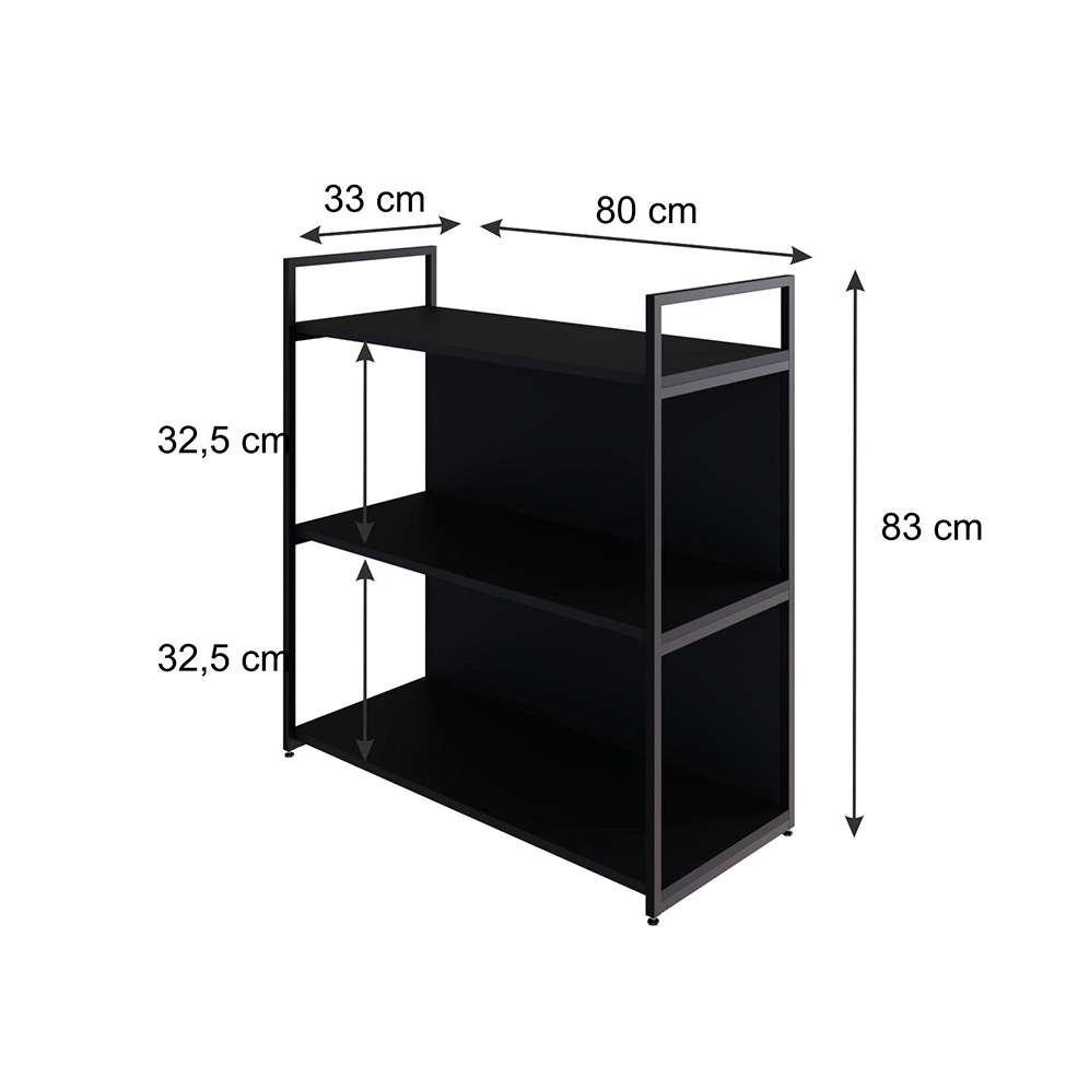 Estante com 1 Prateleira e 2 Nichos Brooklyn Preta 80 cm
