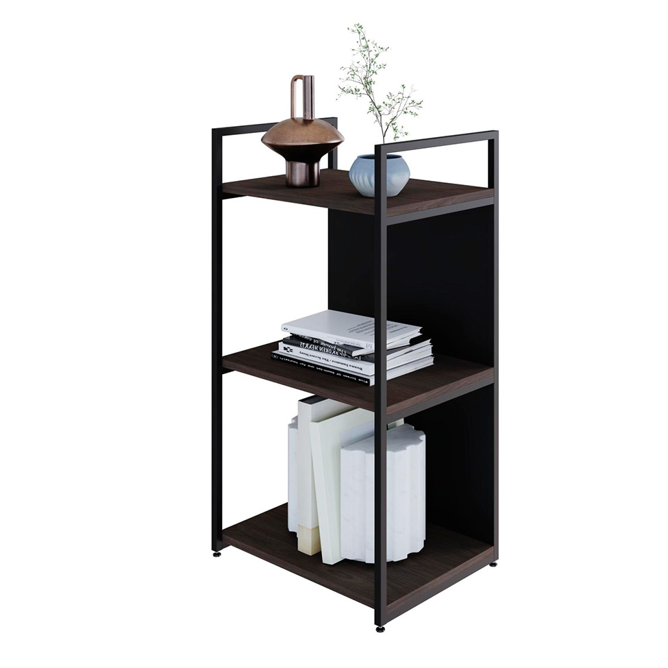 Estante com 1 Prateleira e 2 Nichos Brooklyn Terracota e Preta 45 cm