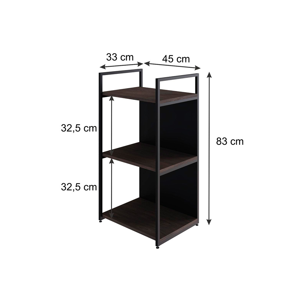 Estante com 1 Prateleira e 2 Nichos Brooklyn Terracota e Preta 45 cm