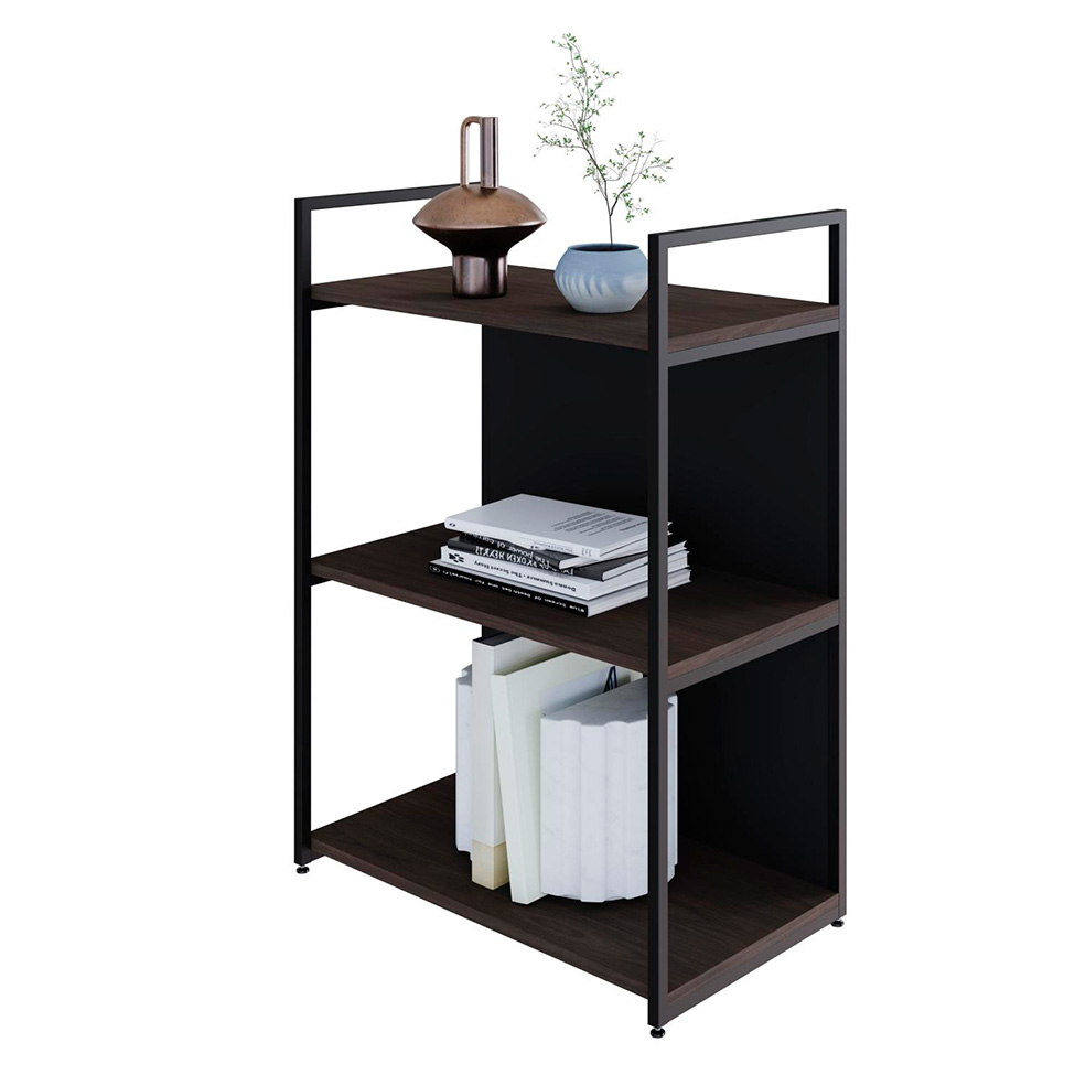 Estante com 1 Prateleira e 2 Nichos Brooklyn Terracota e Preta 60 cm