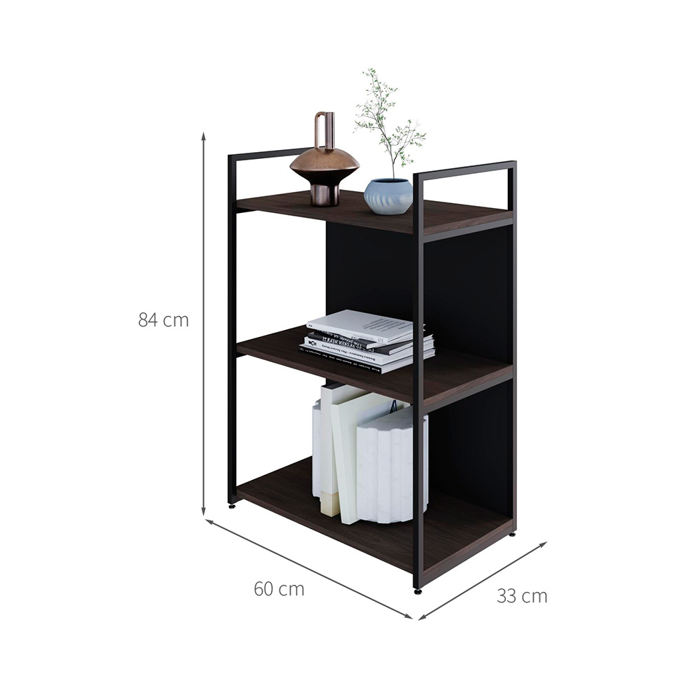 Estante com 1 Prateleira e 2 Nichos Brooklyn Terracota e Preta 60 cm