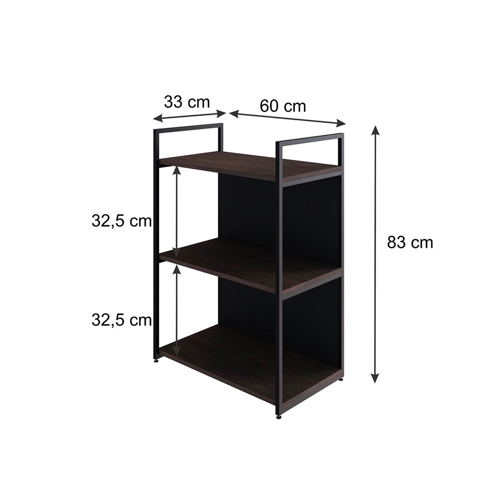 Estante com 1 Prateleira e 2 Nichos Brooklyn Terracota e Preta 60 cm
