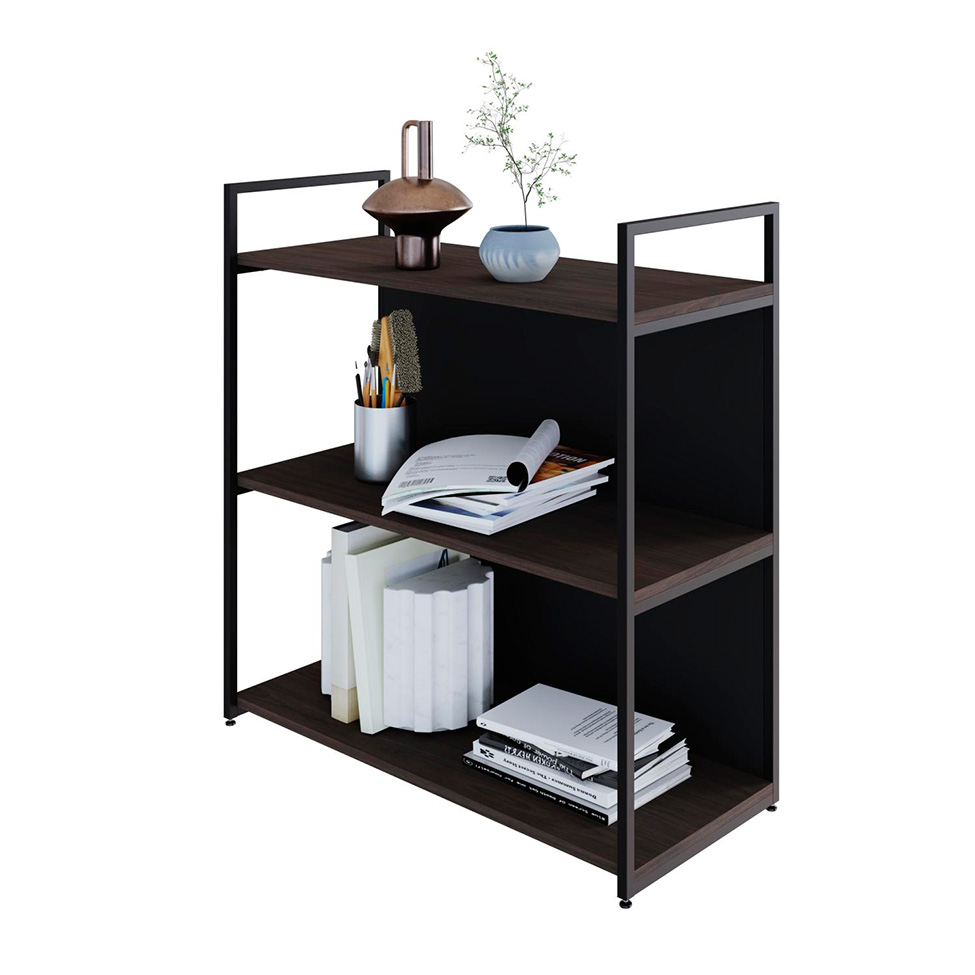Estante com 1 Prateleira e 2 Nichos Brooklyn Terracota e Preta 80 cm