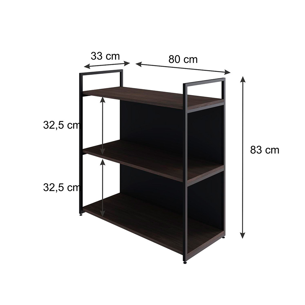 Estante com 1 Prateleira e 2 Nichos Brooklyn Terracota e Preta 80 cm
