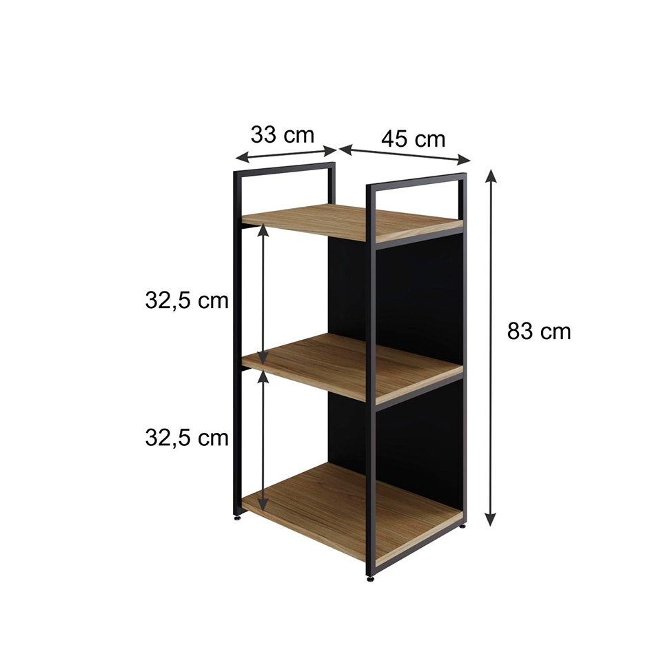 Estante com 1 Prateleira e 2 Nichos Brooklyn Vermont e Preta 45 cm
