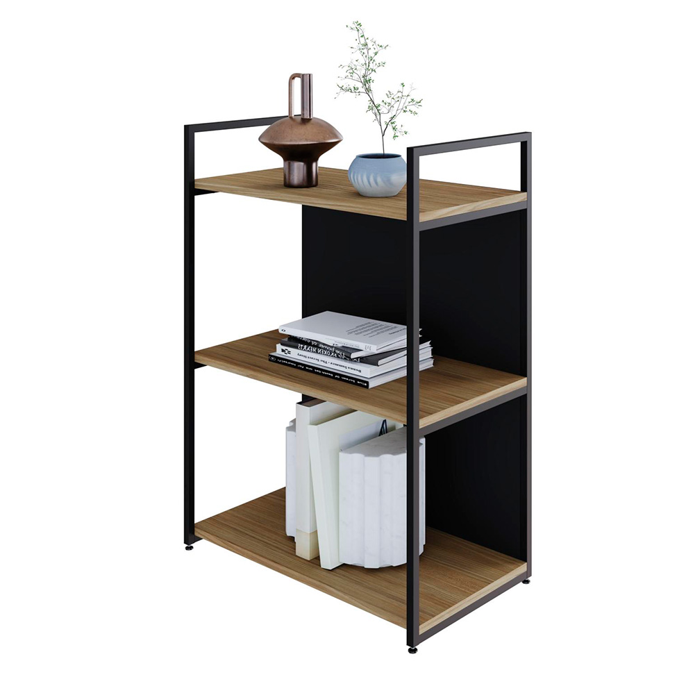 Estante com 1 Prateleira e 2 Nichos Brooklyn Vermont e Preta 60 cm