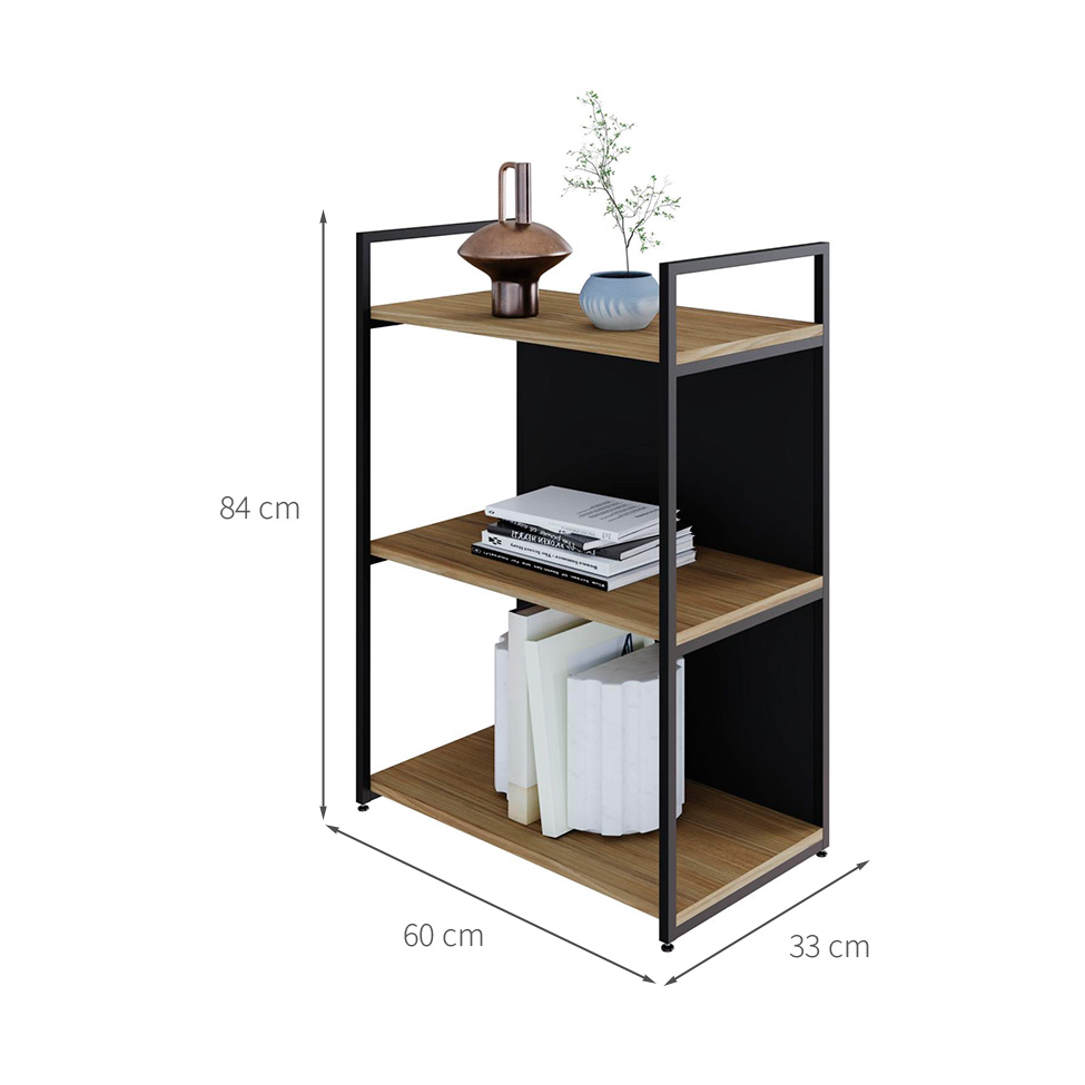 Estante com 1 Prateleira e 2 Nichos Brooklyn Vermont e Preta 60 cm