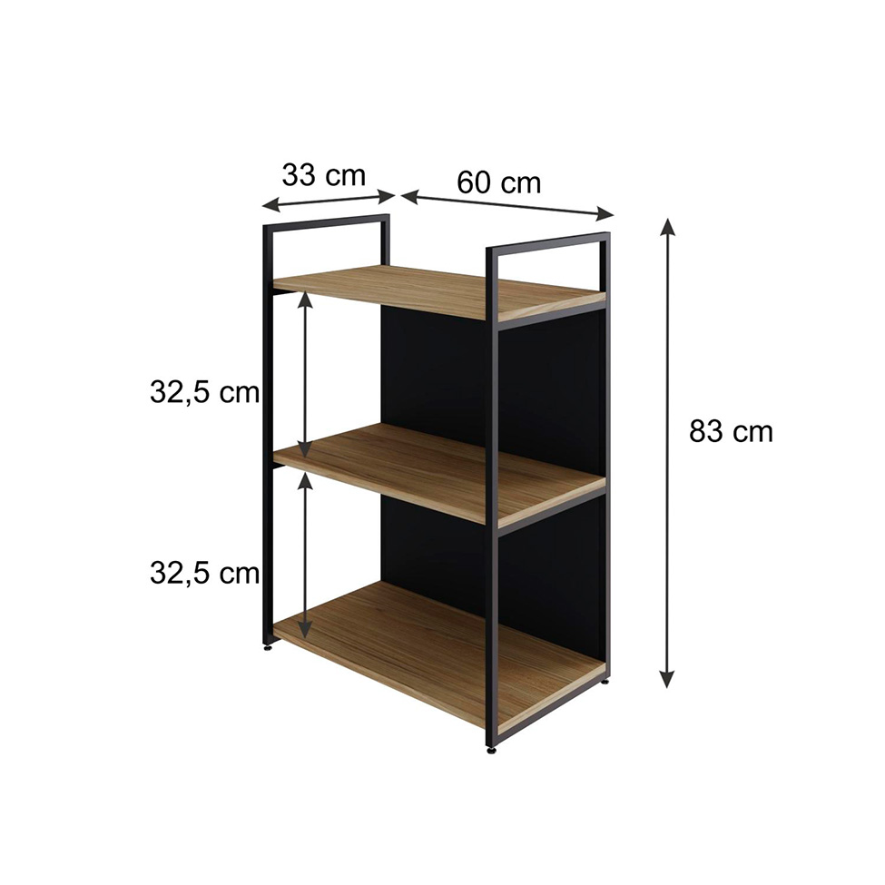 Estante com 1 Prateleira e 2 Nichos Brooklyn Vermont e Preta 60 cm