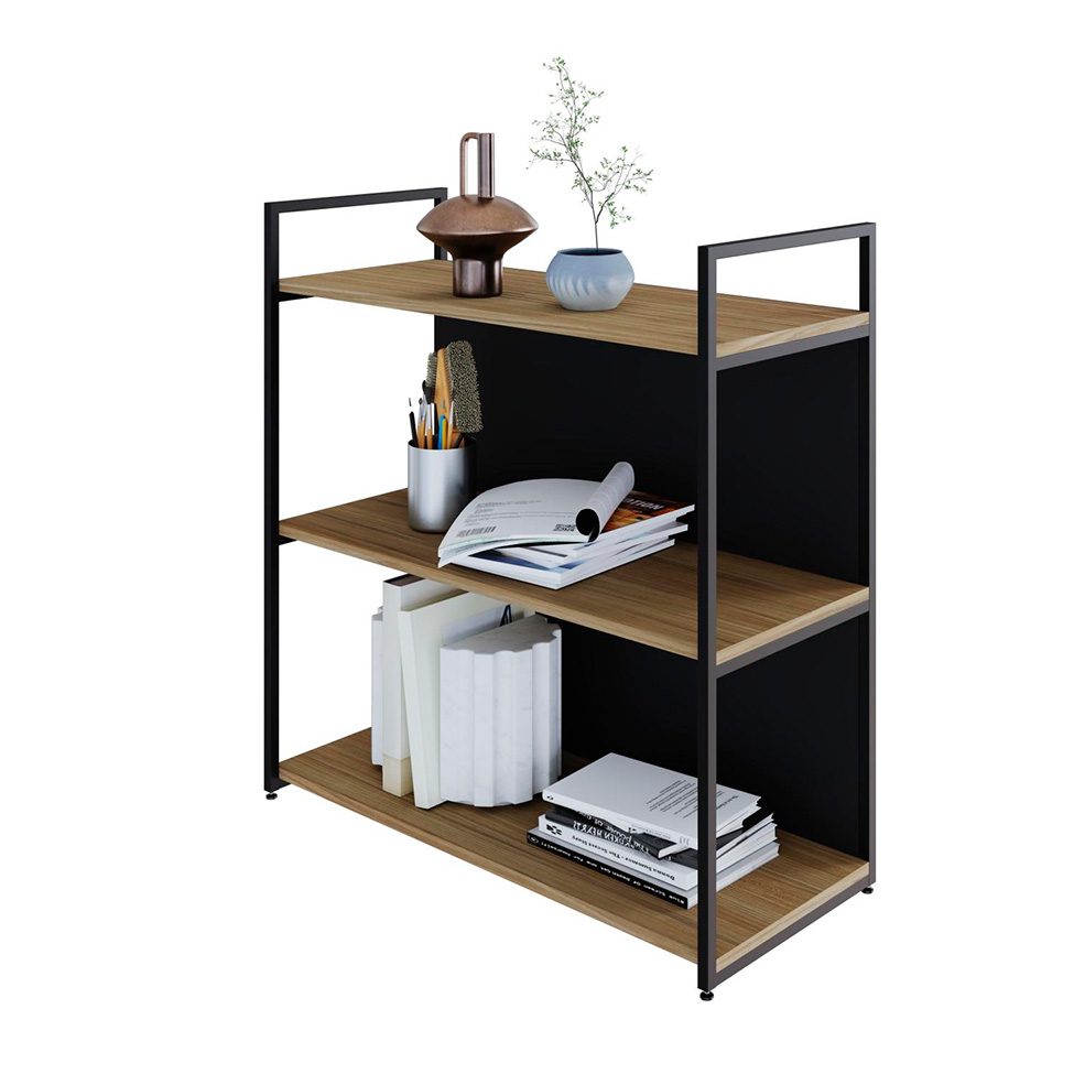 Estante com 1 Prateleira e 2 Nichos Brooklyn Vermont e Preta 80 cm